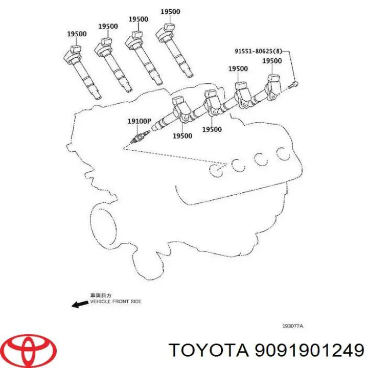 Bujía de encendido 9091901249 Toyota