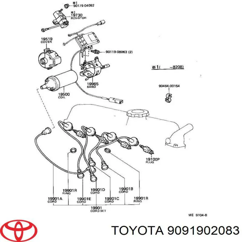 Катушка зажигания 9091902083 Toyota