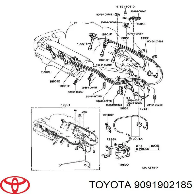 Катушка зажигания 9091902185 Toyota