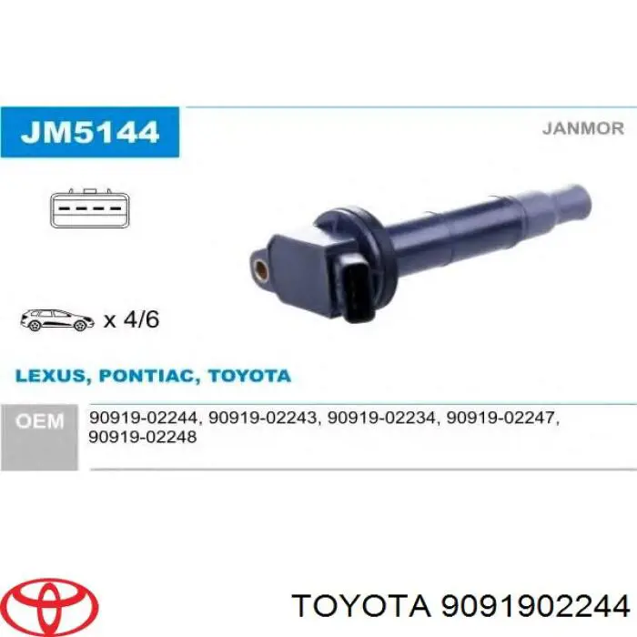 Катушка зажигания 9091902244 Toyota