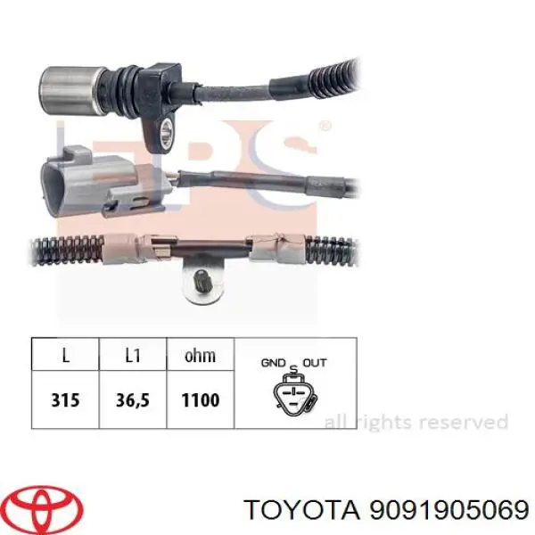Датчик коленвала 9091905069 Toyota