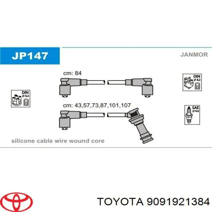 Провода зажигания Toyota 9091921384 цена, от 61.50 USD