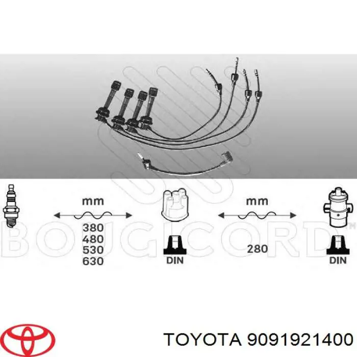 Juego de cables de encendido 9091921400 Toyota