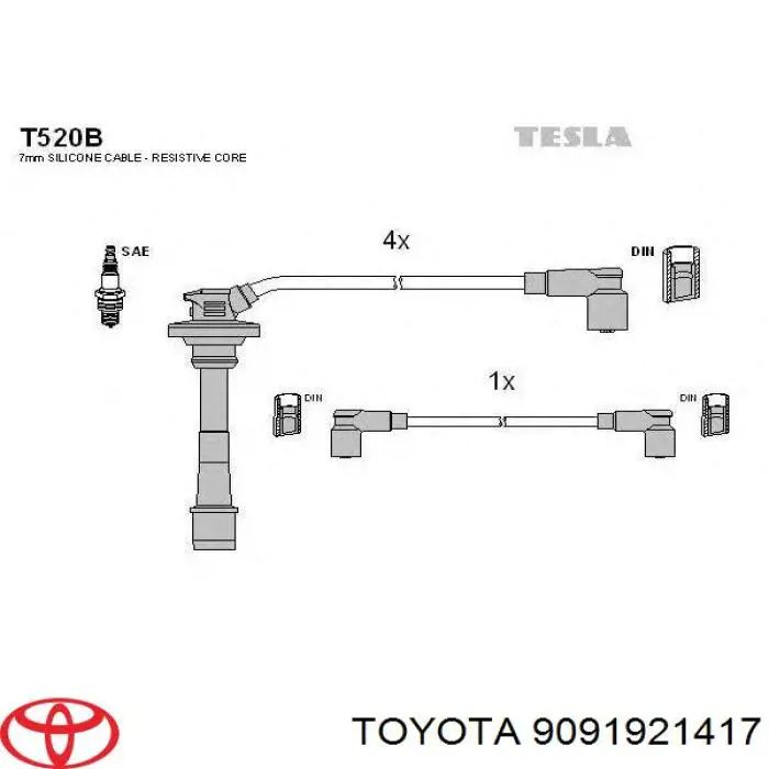 Купить 9091921417 Toyota Провода высокого напряжения
