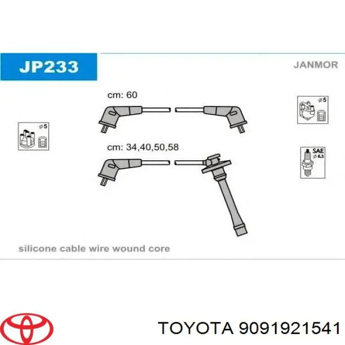 Провода зажигания Toyota 9091921541 цена, от 22.39 USD