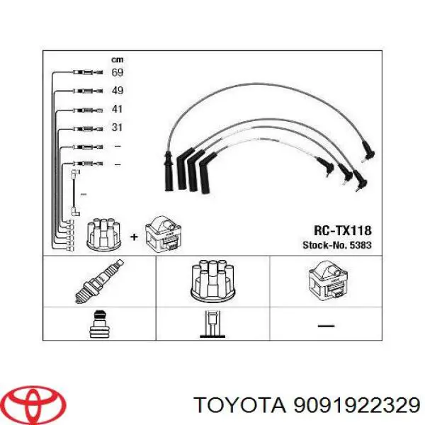 Провода зажигания Toyota 9091922329 цена, от 13.65 USD