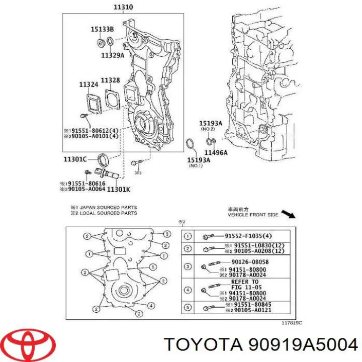 90919A5004 Toyota sensor de posição (de revoluções de cambota)