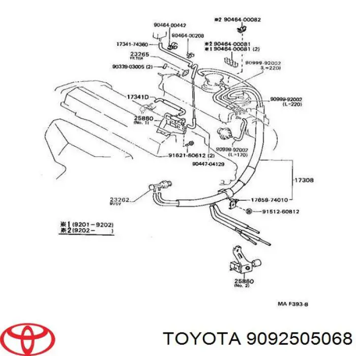 Sensor de vacío y temperatura 9092505068 Toyota