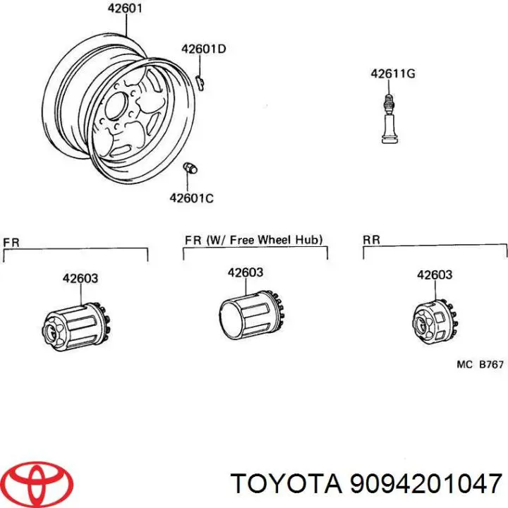 Гайка колесная Toyota 9094201047