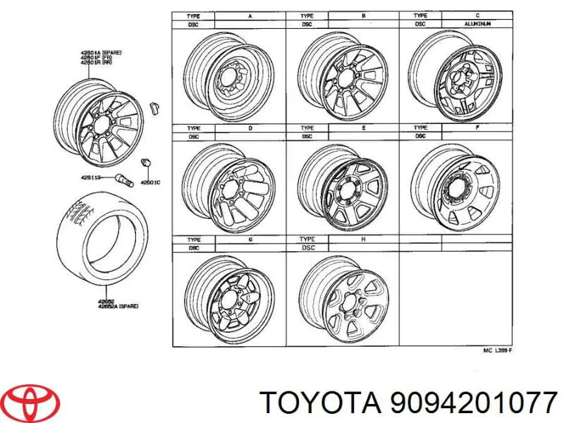 Гайка колесная Toyota 9094201077