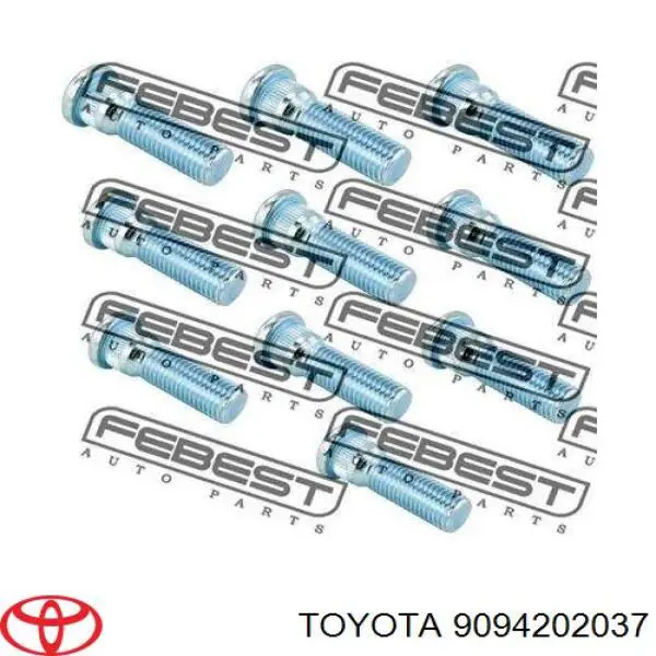 9094202037 TOYOTA Espárrago de rueda delantero original y equivalente