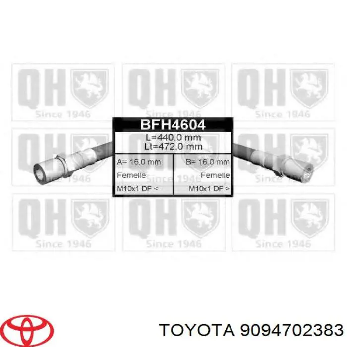 Шланг тормозной передний Toyota 9094702383 цена, от 14.31 USD