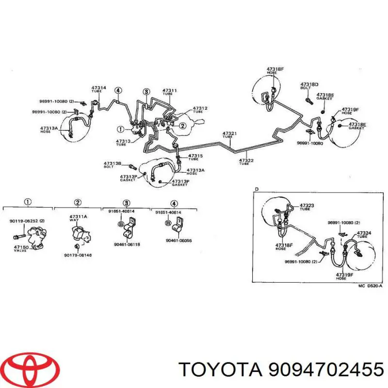 9094702455 Toyota шланг тормозной передний левый
