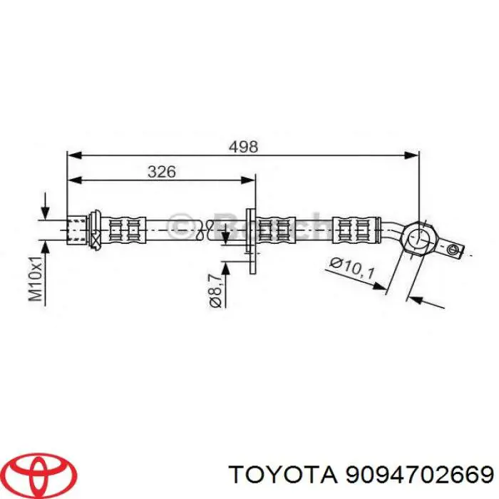Купить 9094702669 Toyota Шланг тормозной задний левый