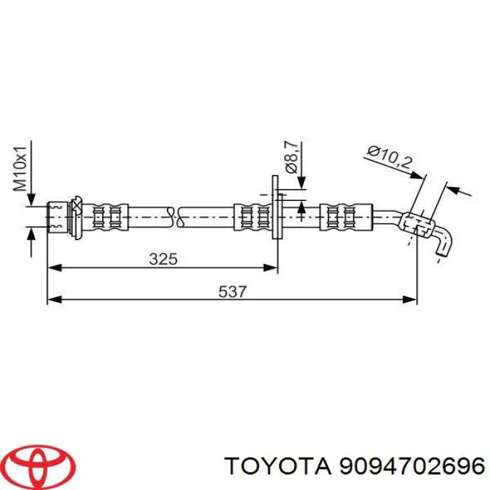 Шланг тормозной передний левый 9094702696 Toyota