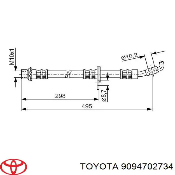 Купить 9094702734 Toyota Шланг тормозной передний, правый