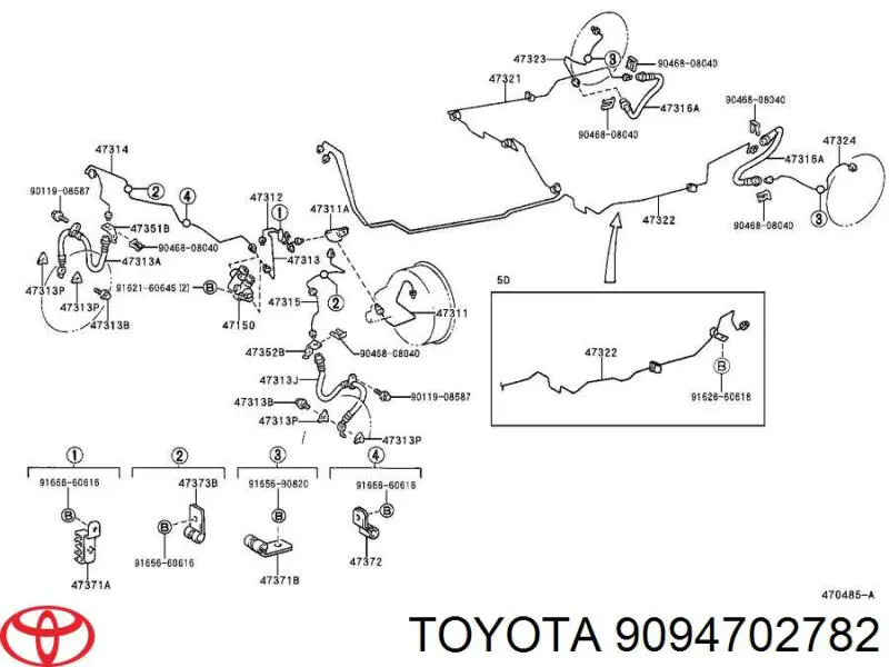 9094702782 Toyota шланг тормозной передний левый