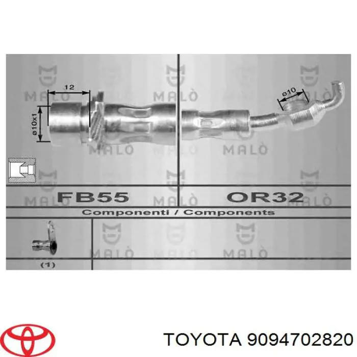 Шланг тормозной передний, левый Toyota 9094702820 цена, от 13.32 USD