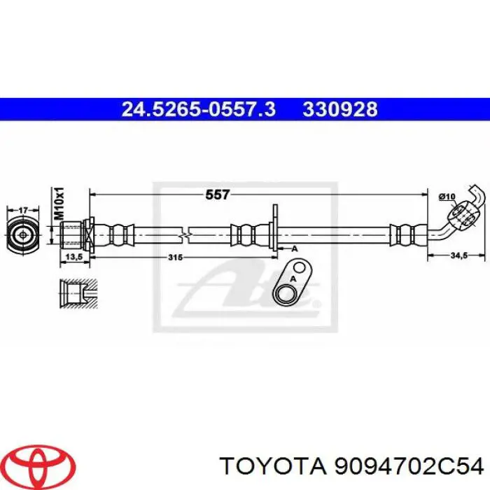 Тормозной шланг Toyota 9094702C54 цена, от 14.12 USD