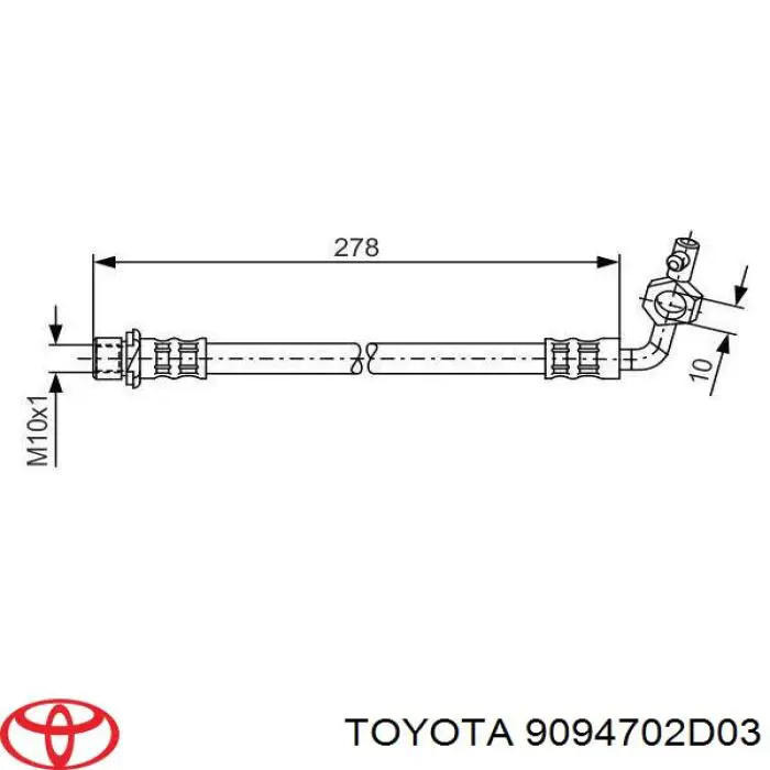Шланг тормозной задний левый Toyota 9094702D03