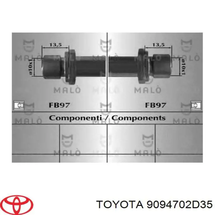 Шланг тормозной передний Toyota 9094702D35 цена, от 15.29 USD