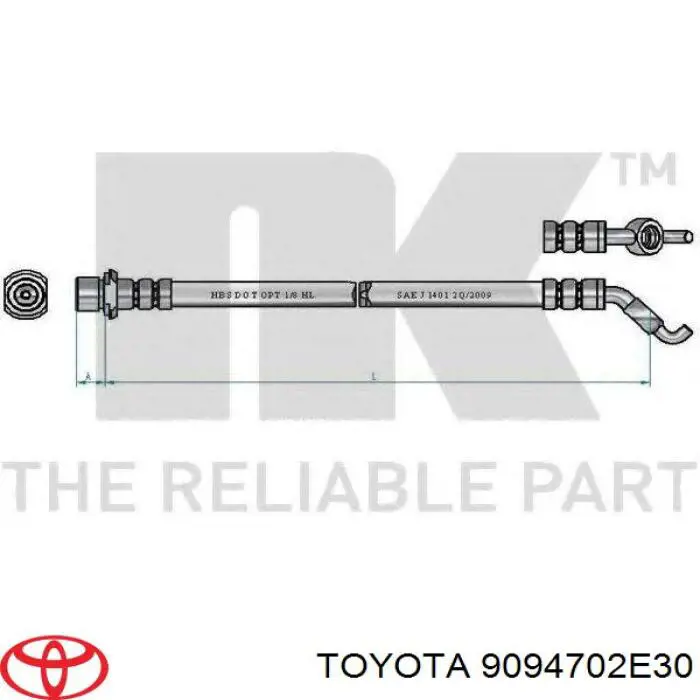 Задний тормозной шланг 9094702E30 Toyota