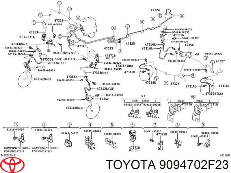 9094702F23 Toyota шланг тормозной задний правый