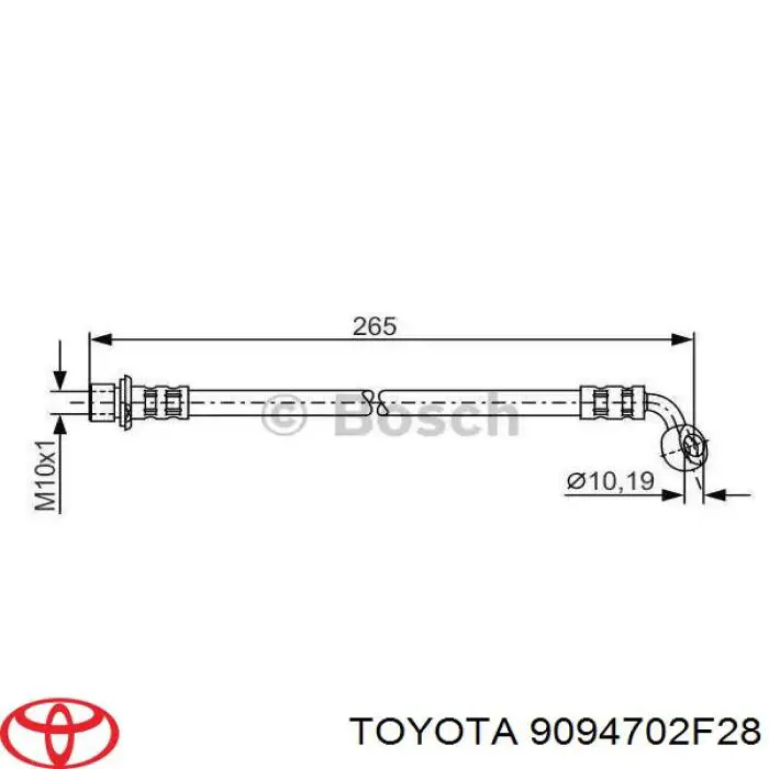 Передний правый тормозной шланг Toyota 9094702A20