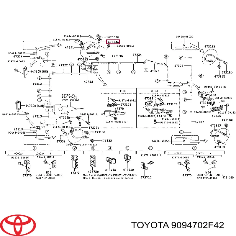 Тормозной шланг Toyota 9094702F42 цена, от 22.55 USD