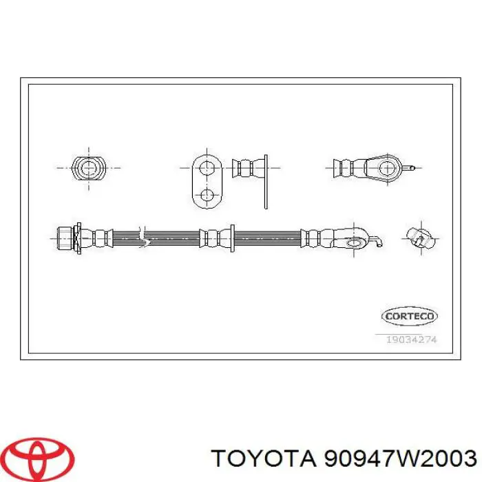 90947W2003 Toyota шланг тормозной передний левый