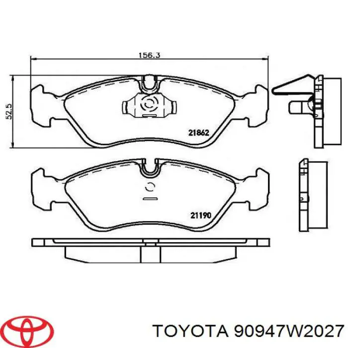 90947W2027 Toyota Шланг тормозной передний правый