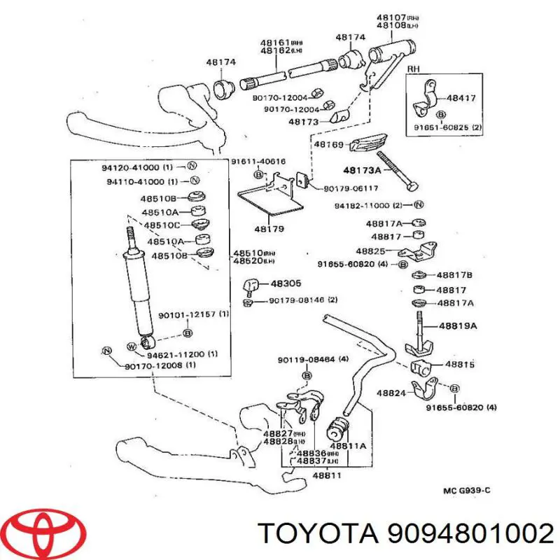 Втулка стійки переднього стабілізатора 9094801002 Toyota