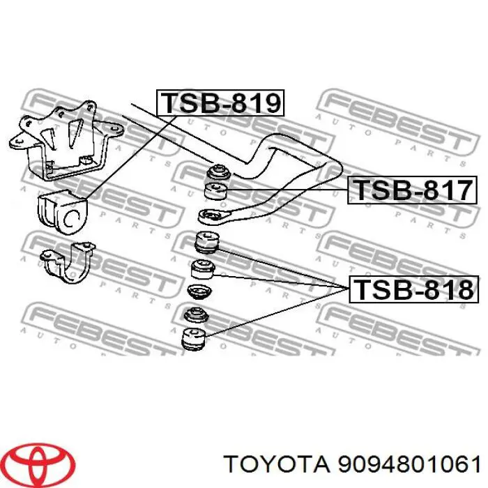 Втулка стабилизатора переднего верхняя Toyota 9094801061 цена, от 2.91 USD