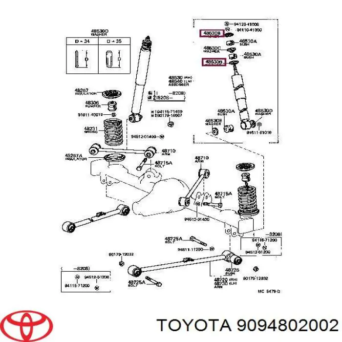 Шайба втулки штока переднего амортизатора Toyota 9094802002