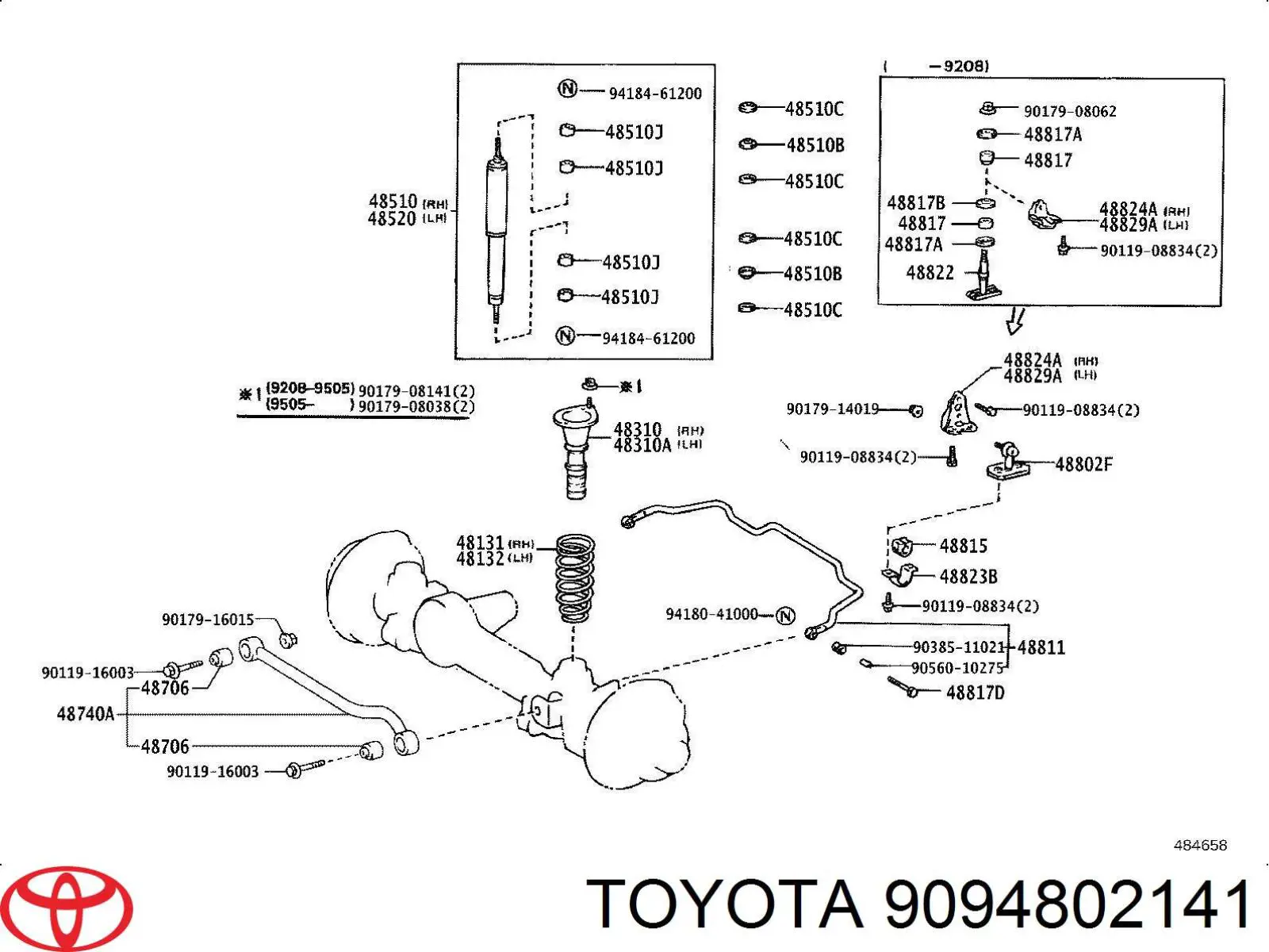 Кольцо стопорное подшипника задней полуоси 9094802141 Toyota