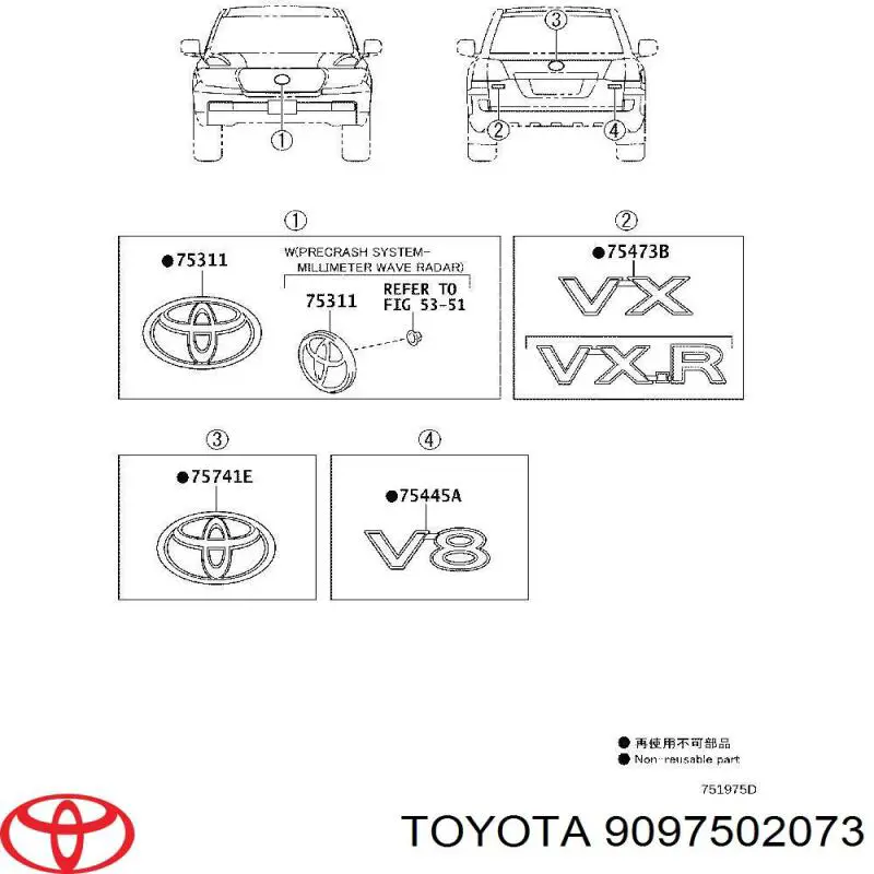 Emblema da capota para Toyota Land Cruiser (J200)