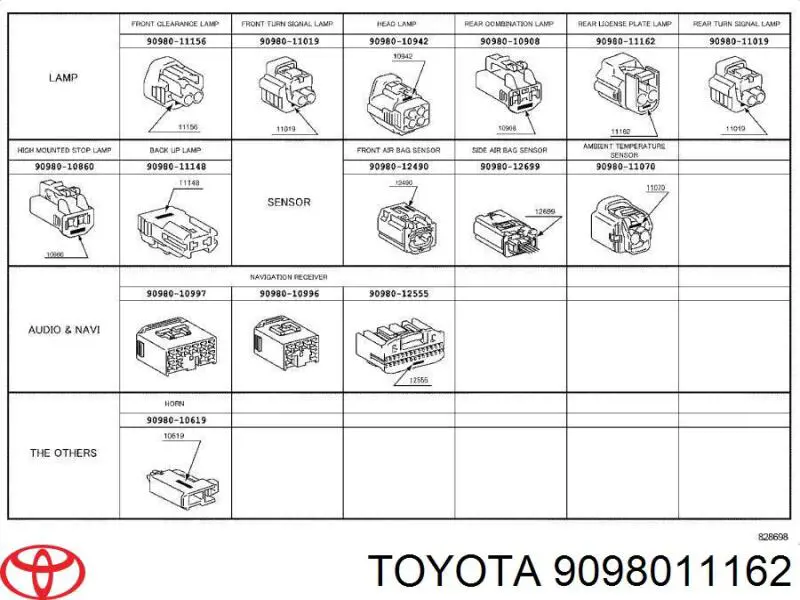 Разъем (фишка) заднего фонаря 9098011162 Toyota