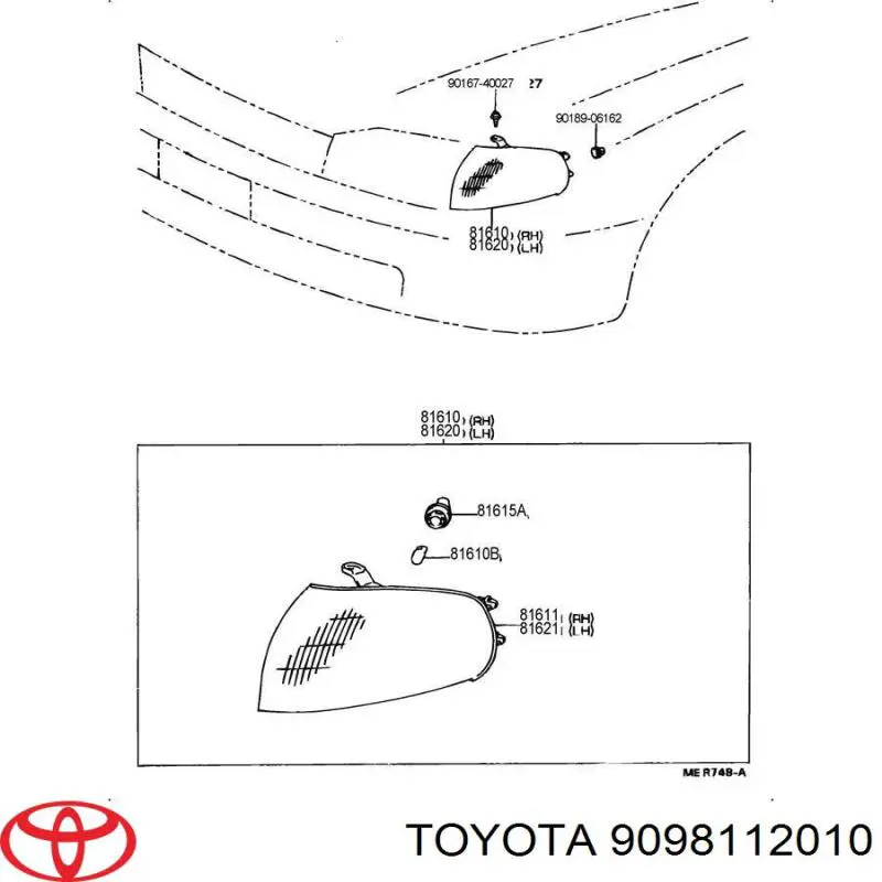 Лампочка плафона освещения салона/кабины Toyota 9098112010