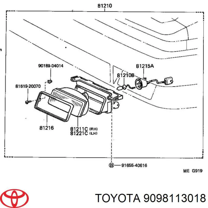 Галогенная автолампа Toyota 9098113018