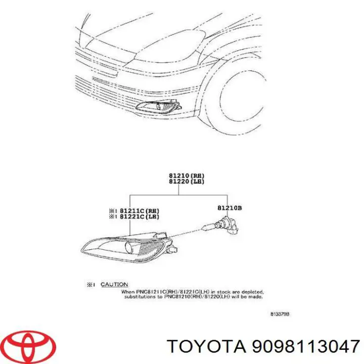Лампа противотуманки Toyota 9008081040