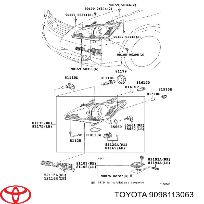 Bombilla halógena 9098113063 Toyota