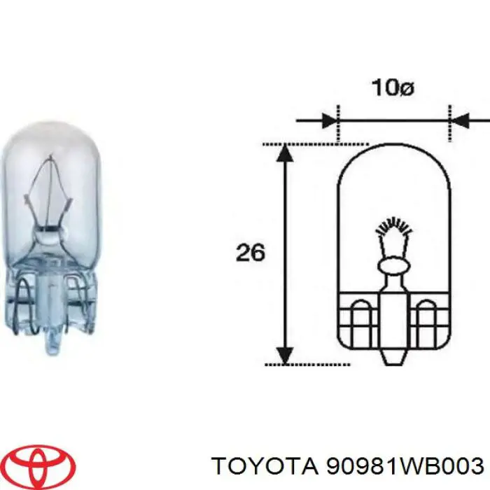 90981WB003 Toyota лампочка плафона освещения салона/кабины