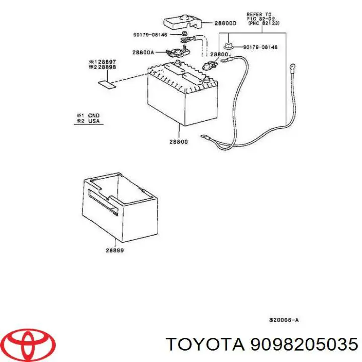 Клема автомобильного аккумулятора Toyota 9098205035