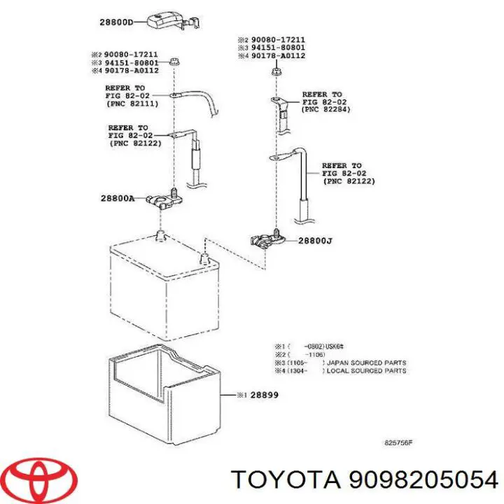 Suspension Original OEM Terminal Bateria 9098205054 Toyota