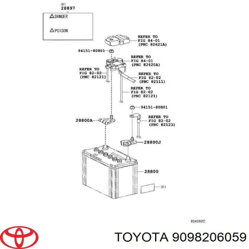 Купить 9098206059 Toyota Клема на авто аккумулятор