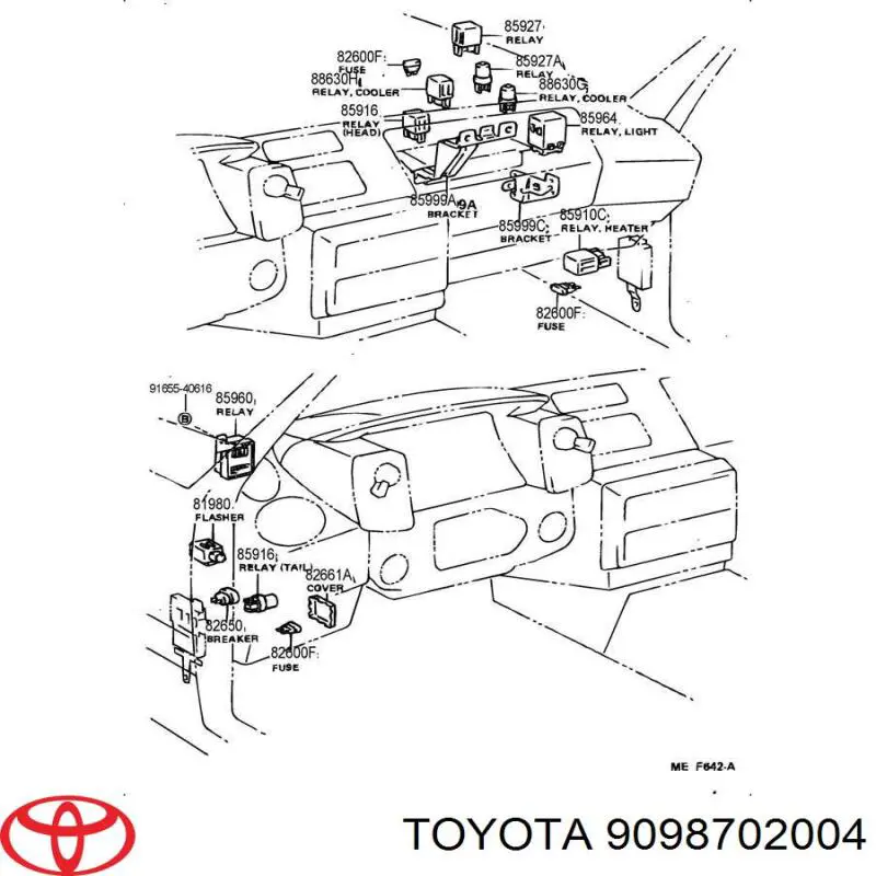 Relé, faro antiniebla 9098702004 Toyota