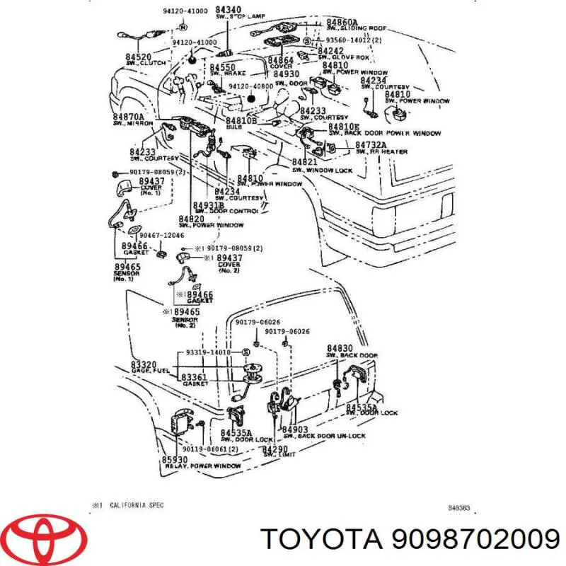 Relé, ventilador de habitáculo 9098702009 Toyota