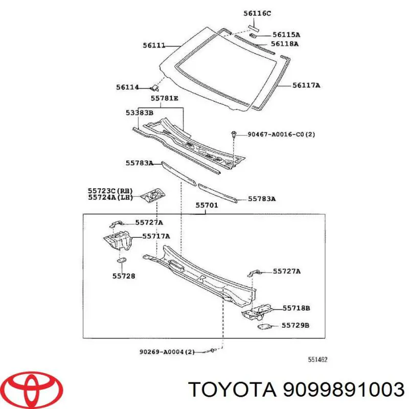 Уплотнитель лобового стекла верхний Toyota 9099891003 цена, от 19.26 USD
