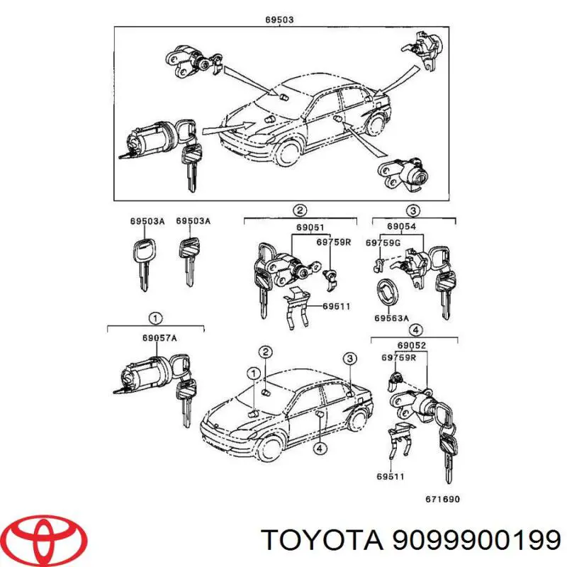 909990019984 Toyota ключ-заготовка