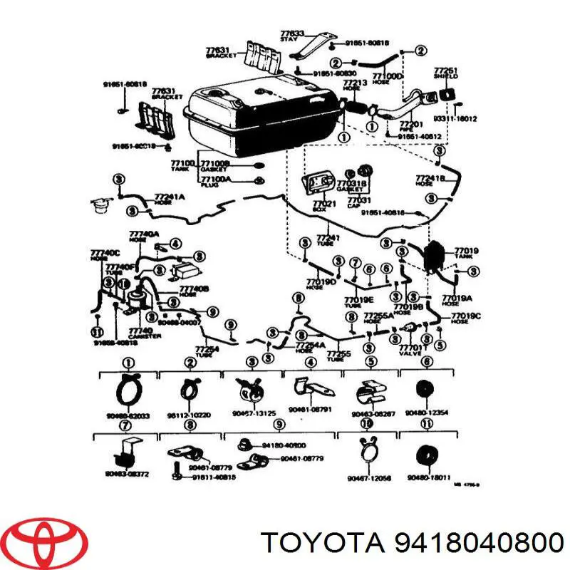 Купить 9418040800 Toyota Болт (гайка) крепежа
